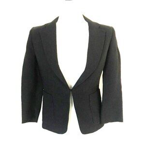 MAJE Textured Short Blazer Size EU 36/US 2 Black Side Pockets Cotton Viscose